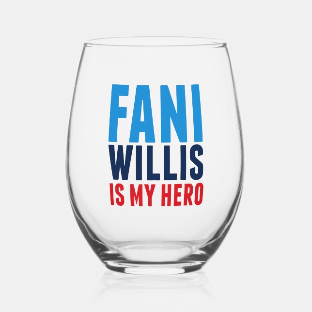 Fani Willis is My Hero Stemless Wine Glass (Front)