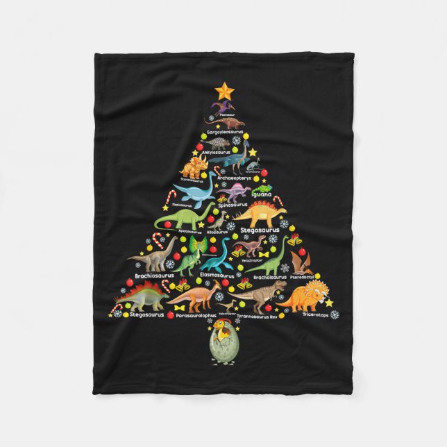 Fanny Dinosaur Christmas Tree Cute Dino Xmas For K Fleece Blanket (Front)