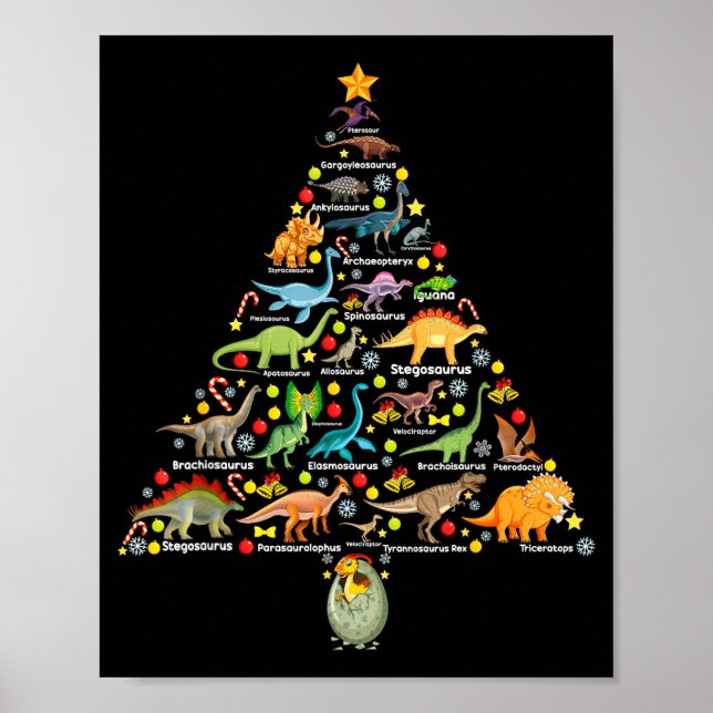Fanny Dinosaur Christmas Tree Cute Dino Xmas For K Poster (Front)