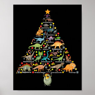 Fanny Dinosaur Christmas Tree Cute Dino Xmas Gifts Poster