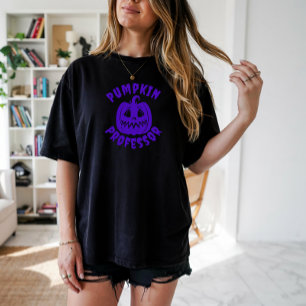 Fanny pumpkin Professor purple typography T-Shirt