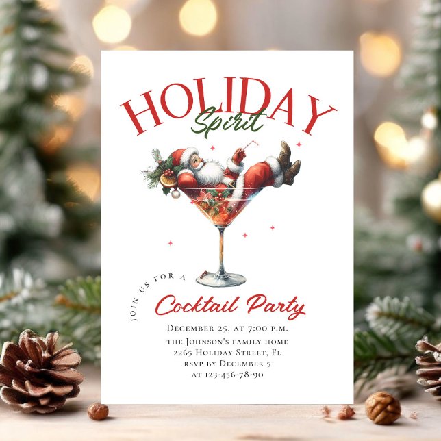 Fanny Santa Claus Martini Christmas Cocktail Party Invitation (Creator Uploaded)