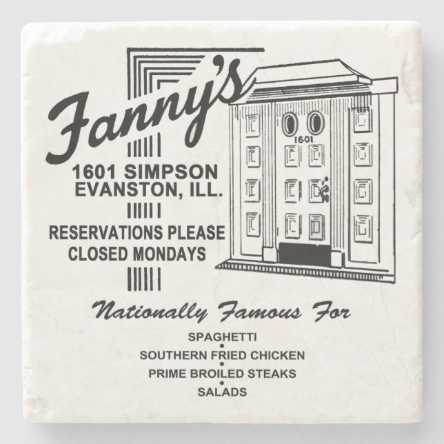 Fanny's Restaurant, Evanston, IL Stone Coaster (Front)