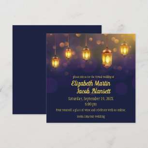 Fanous Lanterns on Purple Virtual Wedding Invitation