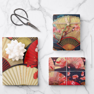 Fans & Blossoms Wrapping Paper Sheet