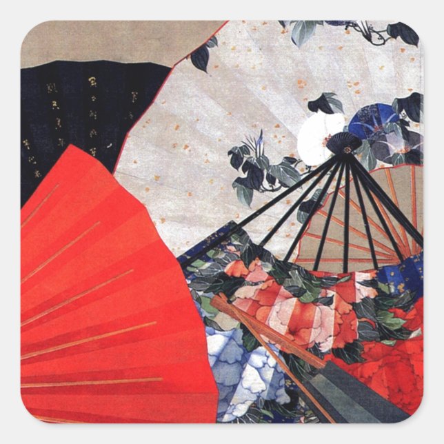 Fans by Hokusai Square Sticker (Front)