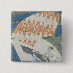 Fans floating on a stream 15 cm square badge