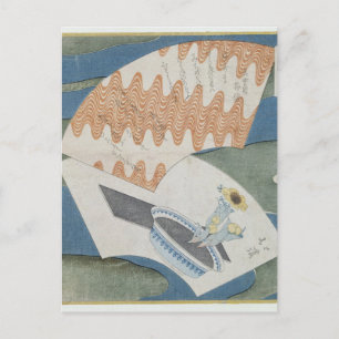 Fans floating on a stream postcard