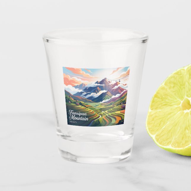 Fansipan Mountain Vietnam Shot Glass (Front)