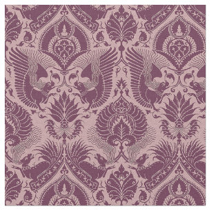 Fansy Damask with Animals, Cerise Fabric