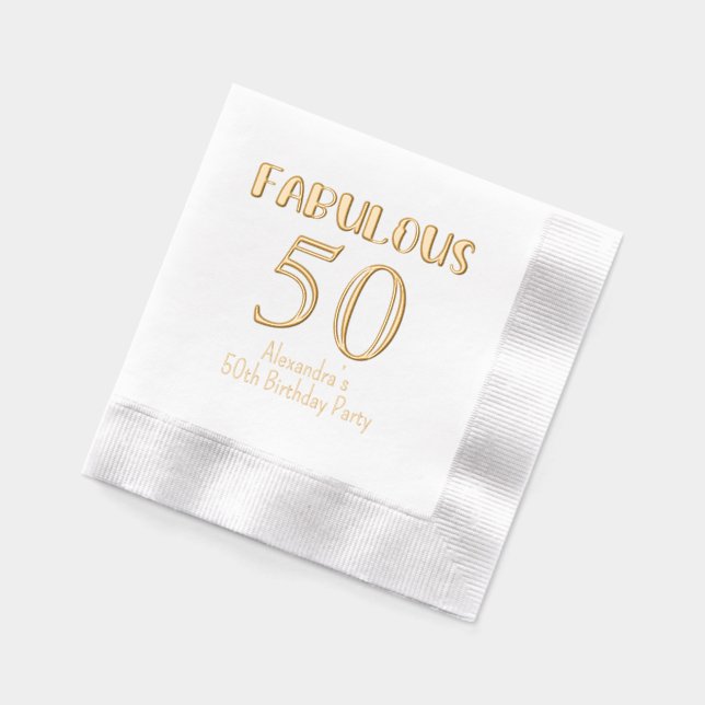 Fantabulous 50 (or any Age) Birthday #2 Foil Napkins (Left)