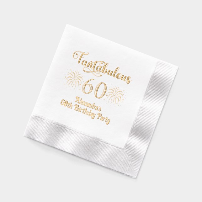 Fantabulous 60 (or any Age) Birthday & Fireworks Foil Napkins (Left)