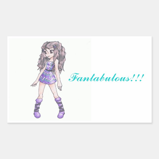 "Fantabulous" stickers with girl in purple dress (Front)