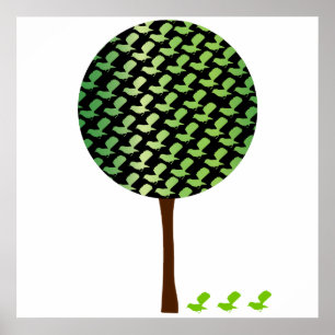 Fantail Bird Tree Customizeable Design Poster