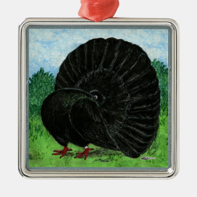 Fantail:  Black Metal Tree Decoration (Front)