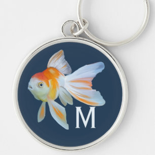 Fantail Goldfish Watercolor Monogram Key Ring