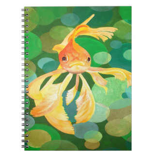 Fantail Goldfish With Green Bubbles Vector Notebook