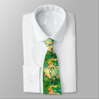 Fantail Goldfish With Green Bubbles Vector Tie