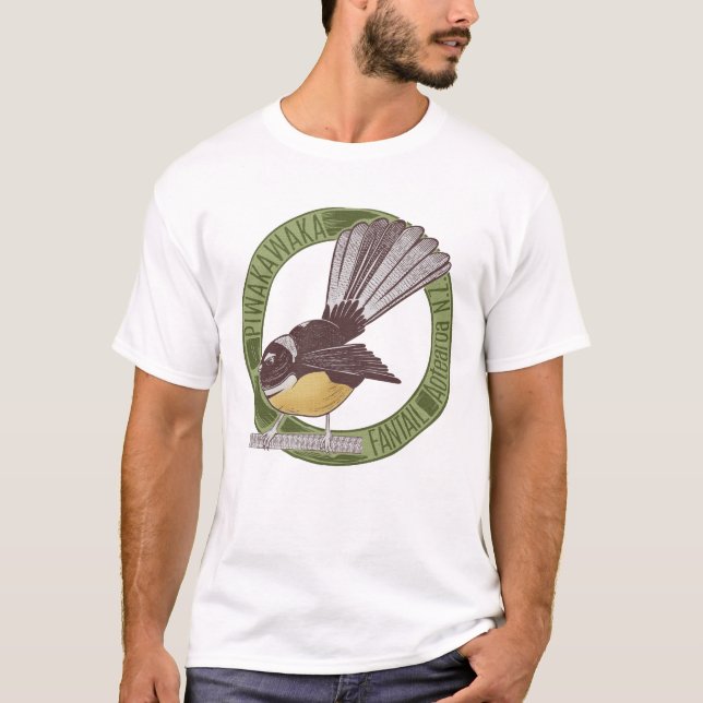 Fantail New Zealand Bird T-Shirt (Front)