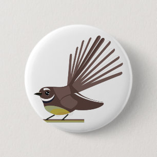 Fantail New Zealand bird Vector 6 Cm Round Badge
