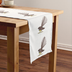 Fantail New Zealand bird Vector Short Table Runner