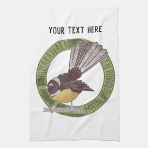 Fantail New Zealand Native Bird Aotearoa NZ Tea Towel