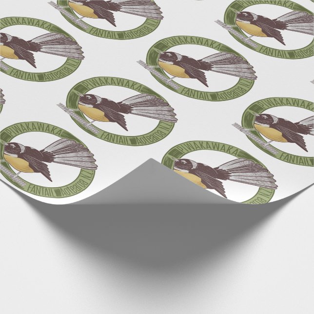 Fantail New Zealand Native Bird Aotearoa NZ Wrapping Paper (Corner)