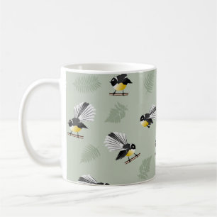 Fantail NZ Native birds Pattern Coffee Mug