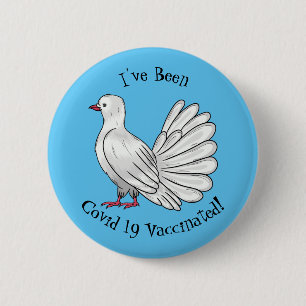 Fantail pigeon bird cartoon illustration 6 cm round badge