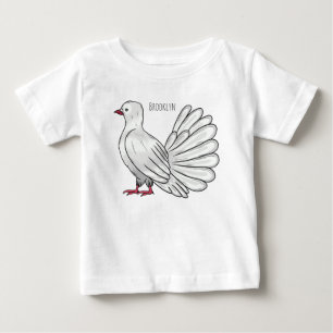 Fantail pigeon bird cartoon illustration  baby T-Shirt