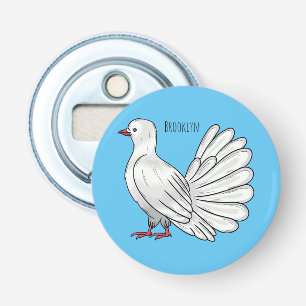 Fantail pigeon bird cartoon illustration bottle opener