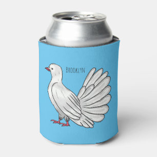 Fantail pigeon bird cartoon illustration can cooler