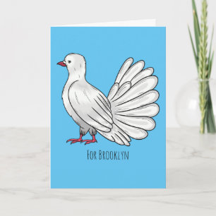 Fantail pigeon bird cartoon illustration card