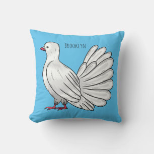 Fantail pigeon bird cartoon illustration cushion