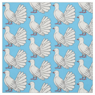 Fantail pigeon bird cartoon illustration fabric