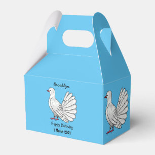 Fantail pigeon bird cartoon illustration favour box