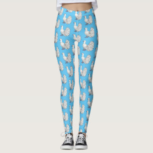 Fantail pigeon bird cartoon illustration  leggings