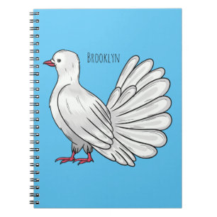 Fantail pigeon bird cartoon illustration notebook