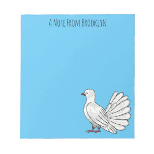 Fantail pigeon bird cartoon illustration  notepad