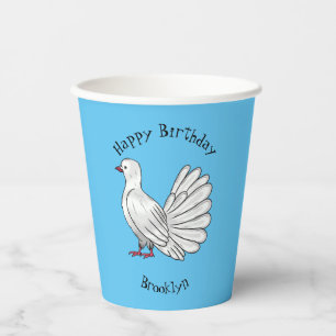 Fantail pigeon bird cartoon illustration paper cups