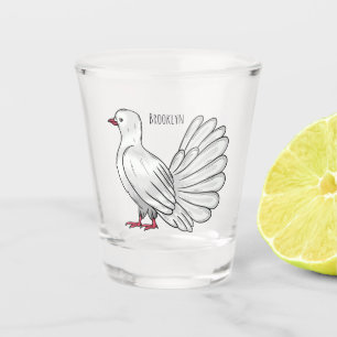 Fantail pigeon bird cartoon illustration shot glass