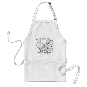 Fantail pigeon bird cartoon illustration standard apron