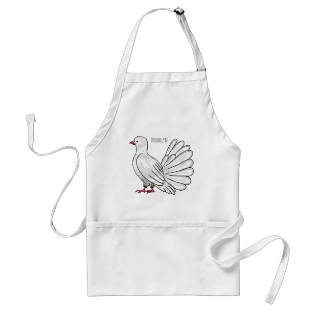 Fantail pigeon bird cartoon illustration standard apron (Front)