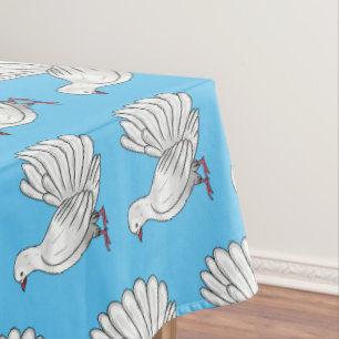 Fantail pigeon bird cartoon illustration  tablecloth