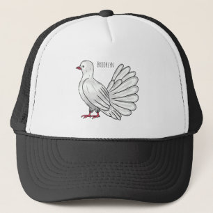 Fantail pigeon bird cartoon illustration  trucker hat