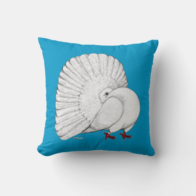 Fantail Pigeon White Cushion (Front)