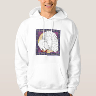 Fantail Pigeon  White With Background Hoodie