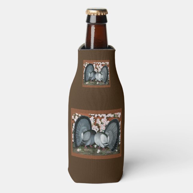 Fantail Pigeons Matched Pair Bottle Cooler (Bottle Front)