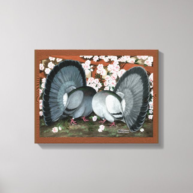 Fantail Pigeons Matched Pair Canvas Print (Front)