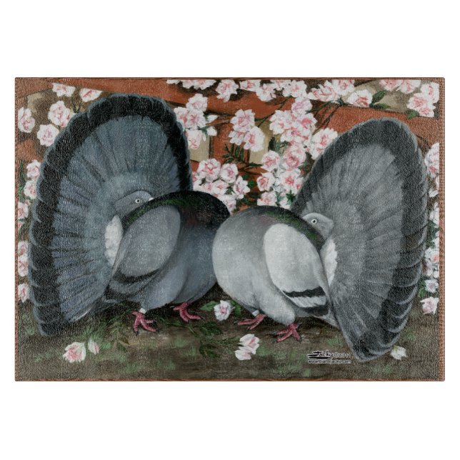 Fantail Pigeons Matched Pair Cutting Board (Front)